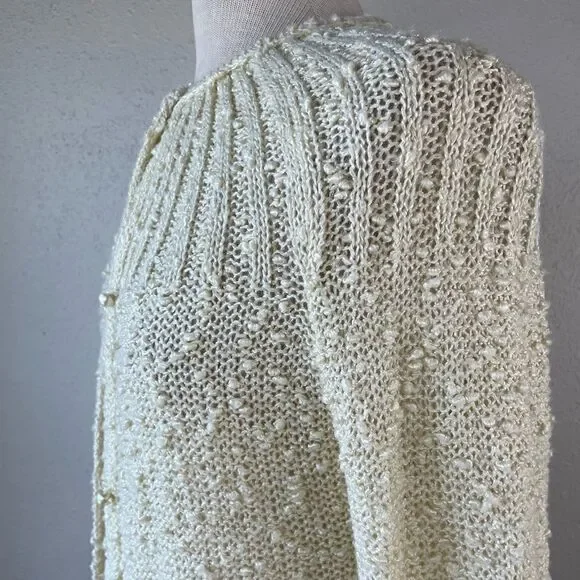 Vintage Pacific Place Cream Cardigan Sweater Size L EUC - Picture 2 of 8